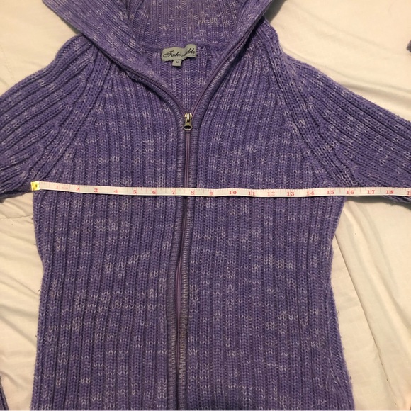 3/40$ Fashionable - Purple Zipper Hoodie - Picture 4 of 5
